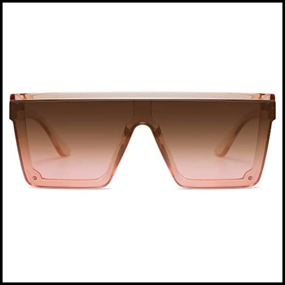 Square Big Sunglasses with Thick Frame Flat Top Mirrored Lenses main image 5